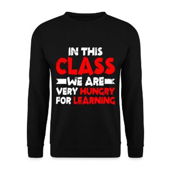 Dans cette classe, nous avons très faim d’apprendre 2 - Sweat-shirt Unisexe - noir - Devant - Alina (178cm) & Michal (187cm)