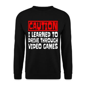 Attention J’ai appris à conduire à travers les jeux vidéo 3 - Sweat-shirt Unisexe - noir - Devant - Alina (178cm) & Michal (187cm)