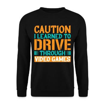 Attention J’ai appris à conduire à travers les jeux vidéo 2 - Sweat-shirt Unisexe - noir - Devant - Alina (178cm) & Michal (187cm)
