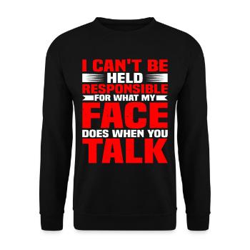 For What My Face Does When You Talk 1 - Unisex Pullover - Schwarz - Vorne - Alina (178cm) & Michal (187cm)