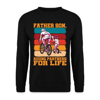 Père Fils, Partenaires d’équitation pour la vie - Sweat-shirt Unisexe - noir - Devant - Alina (178cm) & Michal (187cm)
