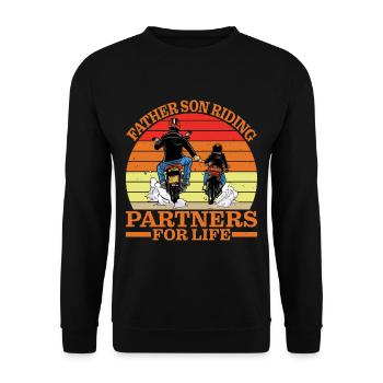 Père Fils, Partenaires d’équitation pour la vie 4 - Sweat-shirt Unisexe - noir - Devant - Alina (178cm) & Michal (187cm)