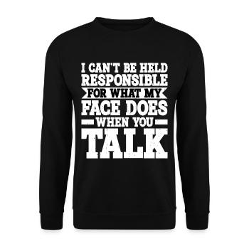 Pour ce que mon visage fait quand tu parles 2 - Sweat-shirt Unisexe - noir - Devant - Alina (178cm) & Michal (187cm)