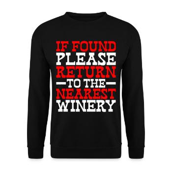 If Found Please Return To The Nearest Winery - Unisex Sweatshirt - black - Front - Alina (178cm) & Michal (187cm)
