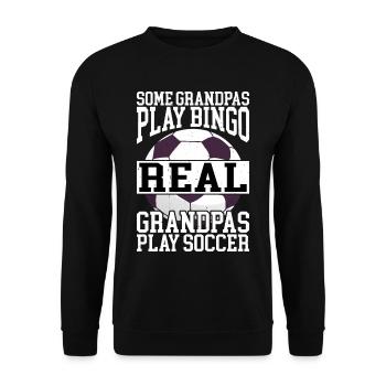 Les grands-pères jouent au bingo Les vrais grands-pères jouent au football - Sweat-shirt Unisexe - noir - Devant - Alina (178cm) & Michal (187cm)