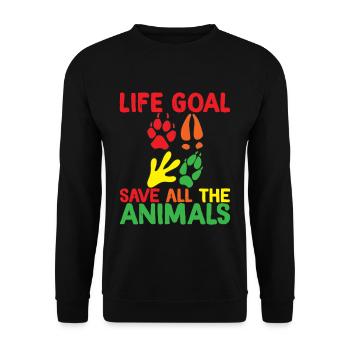Objectif de vie, Sauver tous les animaux 2 - Sweat-shirt Unisexe - noir - Devant - Alina (178cm) & Michal (187cm)