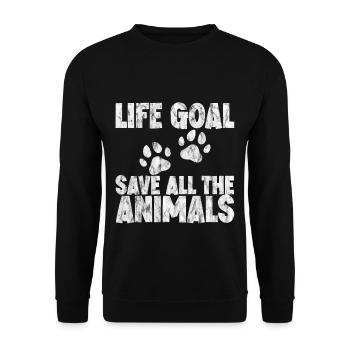 Objectif de vie, sauver tous les animaux - Sweat-shirt Unisexe - noir - Devant - Alina (178cm) & Michal (187cm)