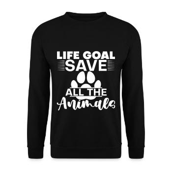 Life Goal, Save All The Animals 4 - Unisex Sweatshirt - black - Front - Alina (178cm) & Michal (187cm)