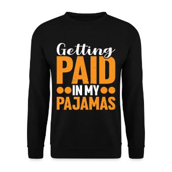 Être payé en pyjama - Sweat-shirt Unisexe - noir - Devant - Alina (178cm) & Michal (187cm)
