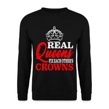 Real Queens Fix Each Other's Crowns 2 - Unisex Sweatshirt - black - Front - Alina (178cm) & Michal (187cm)