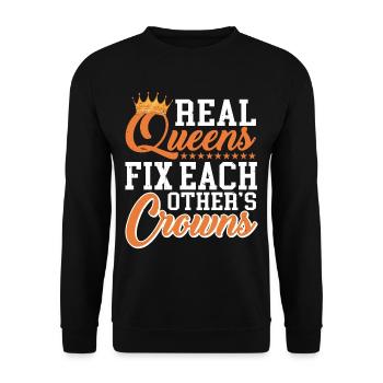 Real Queens Fix Each Other's Crowns - Unisex Sweatshirt - black - Front - Alina (178cm) & Michal (187cm)
