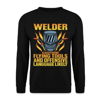 Welder, Flying Tools And Offensive Language - Unisex Sweatshirt - black - Front - Alina (178cm) & Michal (187cm)