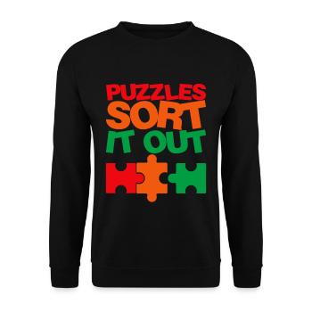 Puzzlers Sort It Out 3 - Unisex Sweatshirt - black - Front - Alina (178cm) & Michal (187cm)