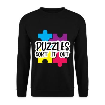 Puzzlers Sort It Out 4 - Unisex Sweatshirt - black - Front - Alina (178cm) & Michal (187cm)