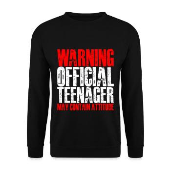 Warning Official Teenager, May Contain Attitude - Unisex Sweatshirt - black - Front - Alina (178cm) & Michal (187cm)