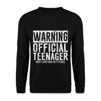 Warning Official Teenager, May Contain Attitude 2 - Unisex Sweatshirt - black - Front - Alina (178cm) & Michal (187cm)