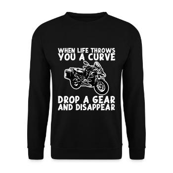 When Life Throws Curve Drop A Gear And Disappear - Unisex Pullover - Schwarz - Vorne - Alina (178cm) & Michal (187cm)