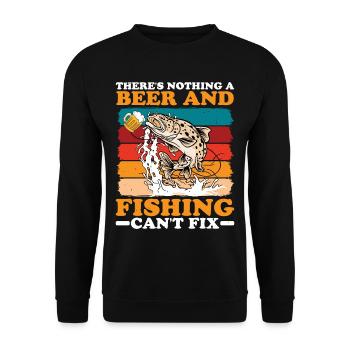 There's Nothing A Beer And Fishing Can't Fix 2 - Unisex Sweatshirt - black - Front - Alina (178cm) & Michal (187cm)