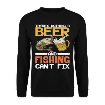 There's Nothing A Beer And Fishing Can't Fix - Unisex Sweatshirt - black - Front - Alina (178cm) & Michal (187cm)