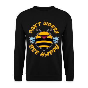 Don't Worry Bee Happy 32 - Unisex Sweatshirt - black - Front - Alina (178cm) & Michal (187cm)