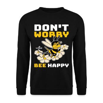 Don't Worry Bee Happy 33 - Unisex Sweatshirt - black - Front - Alina (178cm) & Michal (187cm)