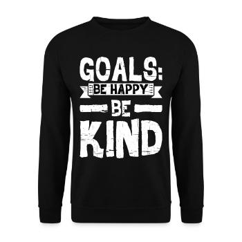 Goals Be Happy, Be Child 9 - Unisex Sweatshirt - black - Front - Alina (178cm) & Michal (187cm)