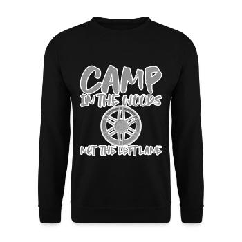 Camp In The Woods, Not The Left Lane - Unisex Sweatshirt - black - Front - Alina (178cm) & Michal (187cm)