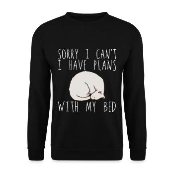 Désolé, je ne peux pas avoir de plans avec mon lit 2 - Sweat-shirt Unisexe - noir - Devant - Alina (178cm) & Michal (187cm)