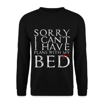 Sorry I Can't I Have Plans With My Bed 4 - Unisex Sweatshirt - black - Front - Alina (178cm) & Michal (187cm)