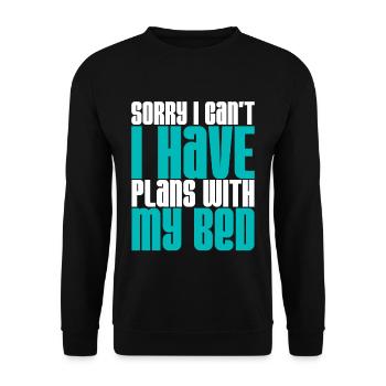 Sorry I Can't I Have Plans With My Bed 3 - Unisex Sweatshirt - black - Front - Alina (178cm) & Michal (187cm)