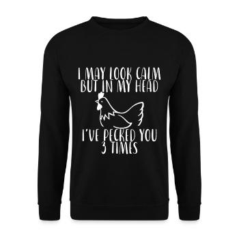 In My Head, I've Pecked You 3 Times 4 - Unisex Pullover - Schwarz - Vorne - Alina (178cm) & Michal (187cm)