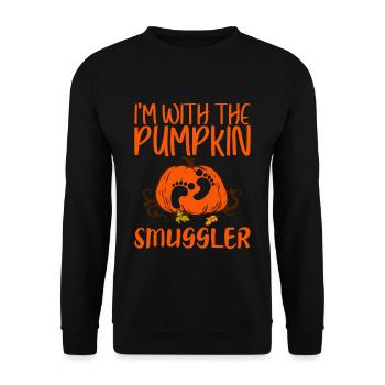 I'm With The Pumpkin Smuggler - Unisex Pullover - Schwarz - Vorne - Alina (178cm) & Michal (187cm)
