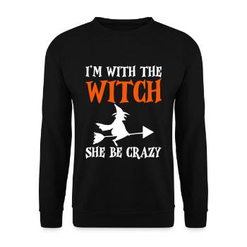 I'm With The Witch, She Be Crazy 2 - Unisex Pullover - Schwarz - Vorne - Alina (178cm) & Michal (187cm)