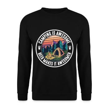 Camping Is Awesome, Beer Makes It Awesomer - Unisex Sweatshirt - black - Front - Alina (178cm) & Michal (187cm)