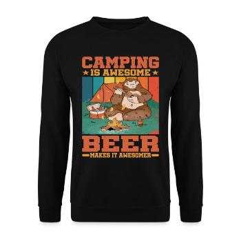 Camping Is Awesome, Beer Makes It Awesomer 2 - Unisex Sweatshirt - black - Front - Alina (178cm) & Michal (187cm)