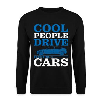 Cool People Drive Electric Cars - Unisex Sweatshirt - black - Front - Alina (178cm) & Michal (187cm)