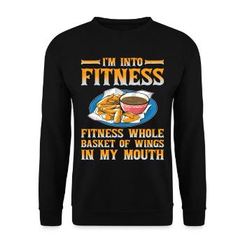 Fitness Whole Basket Of Wings In My Mouth - Unisex Pullover - Schwarz - Vorne - Alina (178cm) & Michal (187cm)
