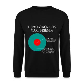 Comment les introvertis se font des amis 3 - Sweat-shirt Unisexe - noir - Devant - Alina (178cm) & Michal (187cm)