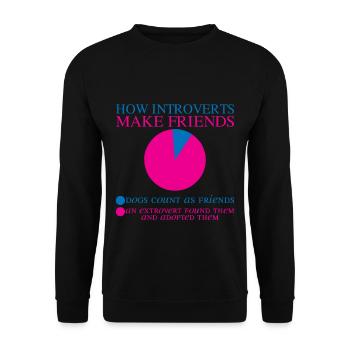 Comment les introvertis se font des amis 2 - Sweat-shirt Unisexe - noir - Devant - Alina (178cm) & Michal (187cm)