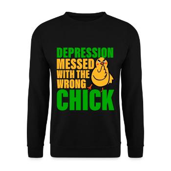 Depression Messed With The Wrong Chick 3 - Unisex Sweatshirt - black - Front - Alina (178cm) & Michal (187cm)