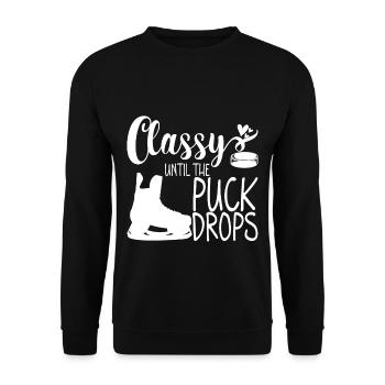 Classy Until The Puck Drops 3 - Unisex Pullover - Schwarz - Vorne - Alina (178cm) & Michal (187cm)