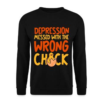 Depression Messed With The Wrong Chick - Unisex Sweatshirt - black - Front - Alina (178cm) & Michal (187cm)