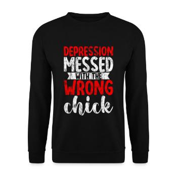 Depression Messed With The Wrong Chick 4 - Unisex Sweatshirt - black - Front - Alina (178cm) & Michal (187cm)