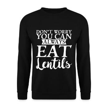 Don't Worry You Can Always Eat Lentils - Unisex Pullover - Schwarz - Vorne - Alina (178cm) & Michal (187cm)