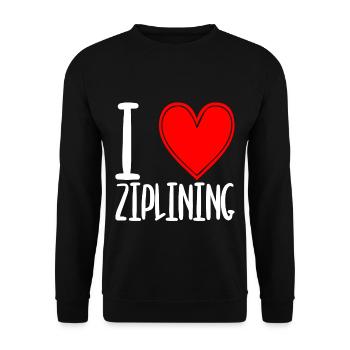 I Love Ziplining - Unisex Pullover - Schwarz - Vorne - Alina (178cm) & Michal (187cm)