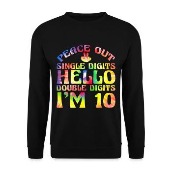 Buy Single Digits Hello Double Digits I'm 10 - Unisex Sweatshirt - black - Front - Alina (178cm) & Michal (187cm)