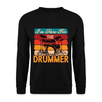 I'm Here For The Drummer 7 - Unisex Pullover - Schwarz - Vorne - Alina (178cm) & Michal (187cm)