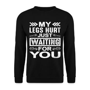 J’ai mal aux jambes juste en t’attendant 9 - Sweat-shirt Unisexe - noir - Devant - Alina (178cm) & Michal (187cm)