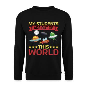 My Students Are Out Of This World 11 - Unisex Pullover - Schwarz - Vorne - Alina (178cm) & Michal (187cm)