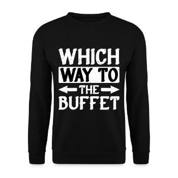 Which Way To The Buffet 16 - Unisex Pullover - Schwarz - Vorne - Alina (178cm) & Michal (187cm)